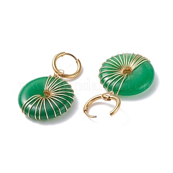 Donut natürliche malaysia Jade Creolen baumeln&nbsp;EJEW-JE04746