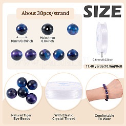 1 brin de perles en œil de tigre naturel&nbsp;G-TA0002-65A