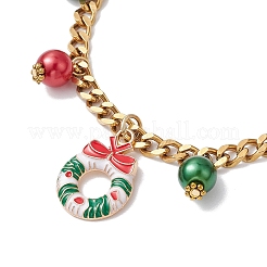 Tema natalizio lega smalto ghirlanda di natale ciondoli bracciali per le donne&nbsp;BJEW-JB11135