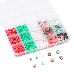 9 Stil weihnachtliche handgefertigte Polymer-Ton-Perlen&nbsp;CLAY-YW0001-91