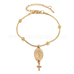 Bracelets à breloques en acier inoxydable 304 de style chapelet catholique&nbsp;SA-CBA7739-01G