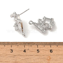 Ohrstecker aus Messing mit klaren Zirkonia-Ohrsteckern&nbsp;KK-G499-06P