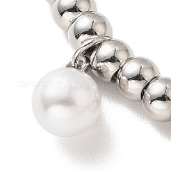 Bracciale con ciondolo in perle di plastica in acciaio inossidabile 304 con 201 perle rotonde in acciaio inossidabile per donna&nbsp;BJEW-B057-20P