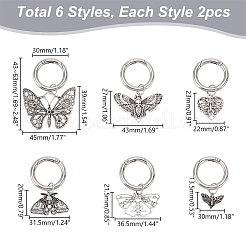 12 Stück 6 Stile Schmetterling Schuhanhänger aus Legierung im tibetischen Stil&nbsp;HJEW-AB00728