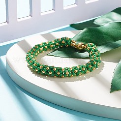 Glasperlenarmband mit Magnetverschluss aus Messing&nbsp;BJEW-JB07802-02