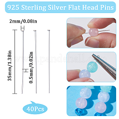 40 Stück 925 Sterlingsilber-Flachkopfstifte&nbsp;STER-SC0001-23B
