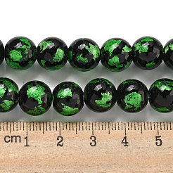 Brin de perles au chalumeau fait à la main en argent / feuille d'or&nbsp;LAMP-L079-07B