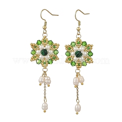 Boucles d'oreilles pendantes en acier inoxydable 304 avec perles de verre&nbsp;EJEW-MZ00808