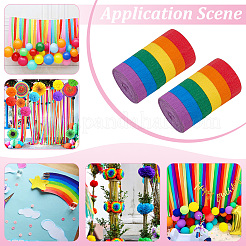 Serpentinas de papel crepé de arcoíris para decoración de fiesta de cumpleaños&nbsp;DIY-WH0622-448