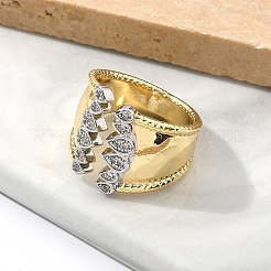 Mikropavé-Manschettenringe aus klarem Zirkonia aus Messing für Damen&nbsp;RJEW-U041-11G