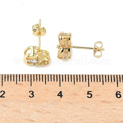 Orecchini a bottone in ottone con zirconi chiari e micro pavè&nbsp;EJEW-D323-06G