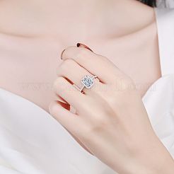 Anillos de dedo para mujer con moissanita de 925 mm y micro pavé de plata esterlina bañada en rodio&nbsp;WG8E258-76