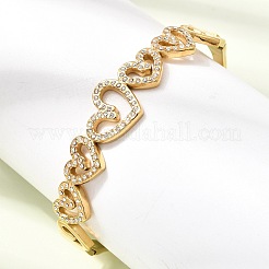 Brazaletes articulados de acero inoxidable 304 con cristales y rhinestone en forma de corazón hueco para mujer.&nbsp;SA-CBAF851-10G