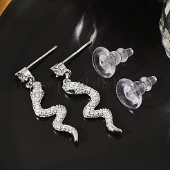 Boucles d'oreilles en laiton zircon cubique micro pavé clair&nbsp;EJEW-P301-14P