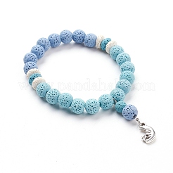 Natürliche Lava Rock Perlen Stretch Charm Armbänder&nbsp;BJEW-E376-01