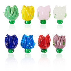 16pcs 8 Farben handgemachte Bunte Malerei-Perlen&nbsp;LAMP-TA0001-33