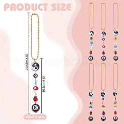 6 pz 6 stili perline di lampwork fatte a mano ornamento appeso&nbsp;HJEW-AR00015