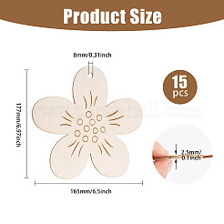 Unfertige Blumenanhänger aus Holz&nbsp;AJEW-WH0270-733