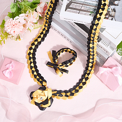 Polyester-Abschluss-Ehrenband & geflochtene Armbänder & Broschen-Sets&nbsp;AJEW-WH20816-001A