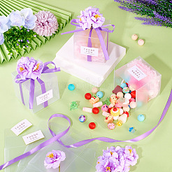 Boîtes d'emballage de cadeaux de bonbons en PVC transparent avec ruban et fleur artificielle&nbsp;CON-TAC0001-20E