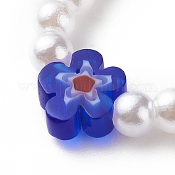 Fingerring aus Kunstperle aus Kunststoff und Millefiori-Glasperlen für Damen&nbsp;RJEW-JR00484