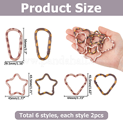 12 pièces 6 styles anneaux de porte à ressort en alliage&nbsp;FIND-HS0002-71