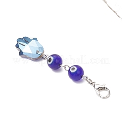 2 pendentif décoratif en verre galvanisé en forme de main de Fatima&nbsp;HJEW-JM04232