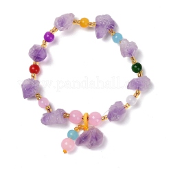 Nuggets natürliche Amethyst-Stretch-Perlenarmbänder&nbsp;BJEW-H546-01