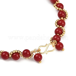 Sprühlackierte Armbänder aus Jadeglas-Imitat mit runden Perlen für Damen&nbsp;BJEW-JB12050-01