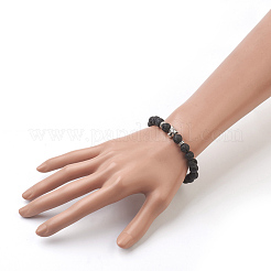 Natürliche Lava Rock Perlen Stretch Armbänder&nbsp;BJEW-JB03850-04