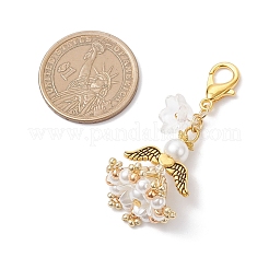 Decorazioni pendenti a forma di angelo con perline di vetro fatte a mano&nbsp;HJEW-MZ00381-05