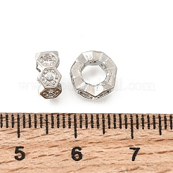 Perline esagonali in ottone con micro pavé di zirconi cubici trasparenti&nbsp;KK-Z156-01P-02