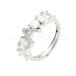 Ensemble de bagues réglables en zircone cubique transparente&nbsp;RJEW-Q781-17P