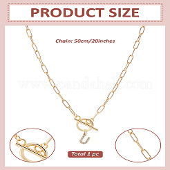 Collier avec pendentif lettre en acier inoxydable 304 et micro pavé de zircone cubique en laiton&nbsp;NJEW-LP0001-36U-G