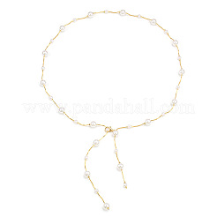 Chaînes de taille à pompon en alliage et imitation de perles rondes en plastique pour femmes&nbsp;WG258D9-01