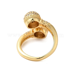 Anillos abiertos de latón redondo con micropavé de circonita cúbica transparente para mujer&nbsp;RJEW-A046-10G