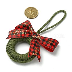 3 pendentif de couronne de Noël en coton fait à la main&nbsp;HJEW-JM02702