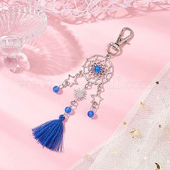 Pendentif décoratif en alliage et perles de jade malaisien naturel et teinté&nbsp;HJEW-JM02937
