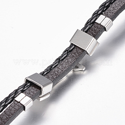Bracciali cordone intrecciato in pelle&nbsp;BJEW-E324-A10