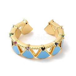 Anello a polsino aperto avvolgente in smalto con zirconi cubici&nbsp;RJEW-M148-01G