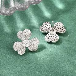 Boucles d'oreilles en laiton avec zircone cubique de micro pave&nbsp;EJEW-G471-51P