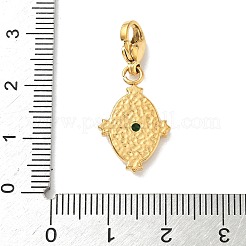 Pendentifs décoratifs ovales en verre et acier inoxydable 304&nbsp;HJEW-D301-01B-G