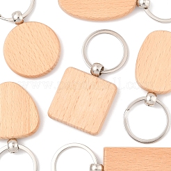 6 porte-clés en bois naturel 6 styles&nbsp;HJEW-FS0001-03