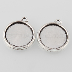 Estilo tibetano aleación plana redonda colgante cabochon ajustes&nbsp;TIBEP-M022-31AS