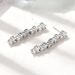 Ohrstecker aus Messing mit Mikropavé und klaren Zirkonia-Quasten&nbsp;EJEW-P322-11P