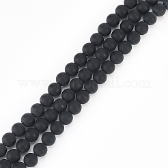 3 Strang natürliche schwarze Achatperlenstränge&nbsp;G-GO0001-04
