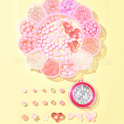 DIY-Sets zum Herstellen von Armbändern aus Acryl- und ABS-Kunststoff mit runden Perlen&nbsp;DIY-FS0006-48