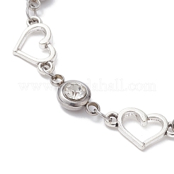 Legierungs-Herzgliederarmband mit klarem Zirkonia&nbsp;BJEW-JB10169