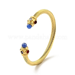 Bracciale rigido aperto a forma di corda intrecciata in acciaio inossidabile 304&nbsp;BJEW-D449-02G-01