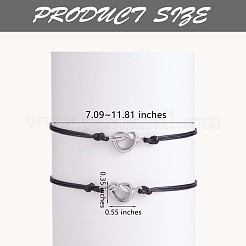 Ensemble de bracelets à maillons en forme de cœur en acier inoxydable 430 de 2 styles&nbsp;JB718A